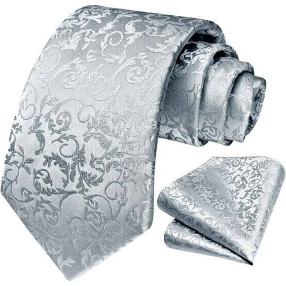 Mens Paisley Tie Pocket Square Set Wedding Formal Business Suit Necktie - Picture 2 of 7